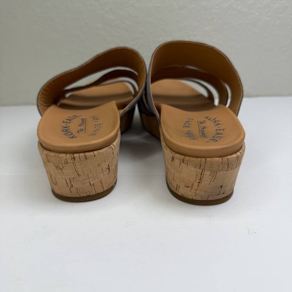 Kork-Ease Women’s Menzie Triple Strap Slip-On Leather Cork Wedge Sandals Size 8 - Picture 5 of 11